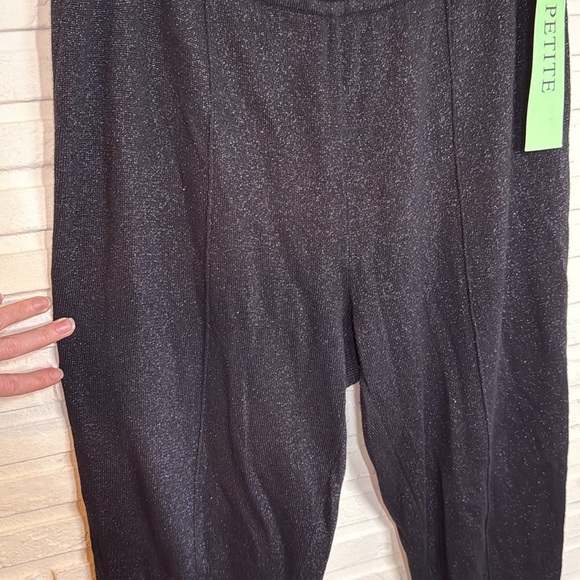Soho Apparel Black Metallic Pleated Straight Leg Knit Pants, Women’s Size PXL - Picture 4 of 5